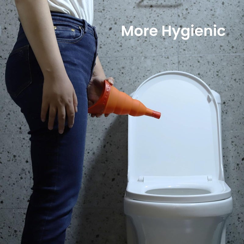 TRIPTIPS Pee Conch Foldable Female Urinal Device Portable Urinal for Women Pee Funnel for Women Travel, She Pee Cup for Women Stand to Pee Womens Urinal Funnel with Tube Case - Image 5
